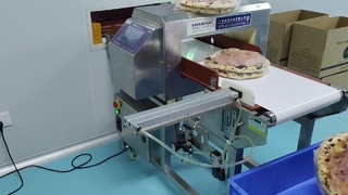 ピザ金属探知機高感度コンベヤ食品安全機械
