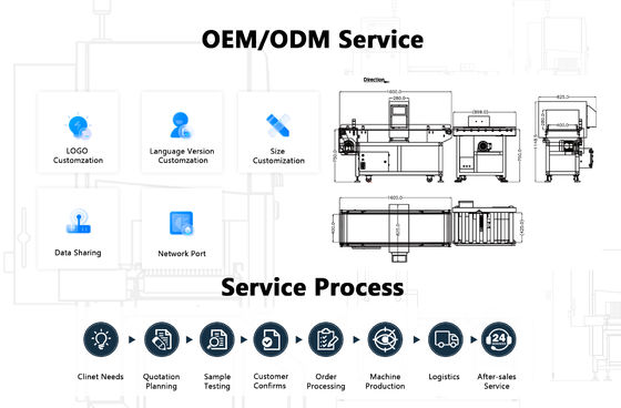 1200mm X 800mm X 1200mmの寸法と±0.1gの精度を備えた正確な食品金属探知機