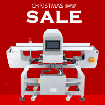 Metal detector for aluminum foil packaging conveyor belts in the food industry.